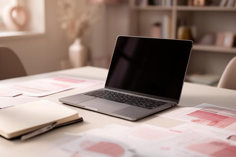 Secure office desk with a laptop, notebook, and privacy paperwork in London